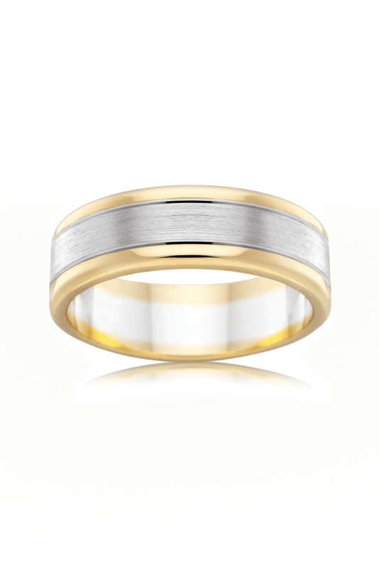 The Virelli Two Tone Faceted Wedding Band