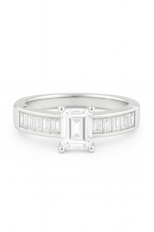 Vi Emerald Channel Lab Grown Diamond Engagement Ring