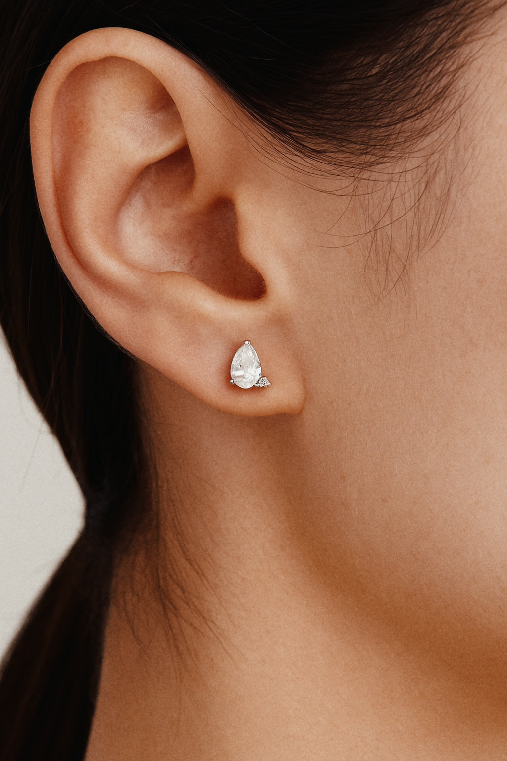 Lumé Studs — 1-Carat Pear Lab Diamond Earrings in 18k White Gold