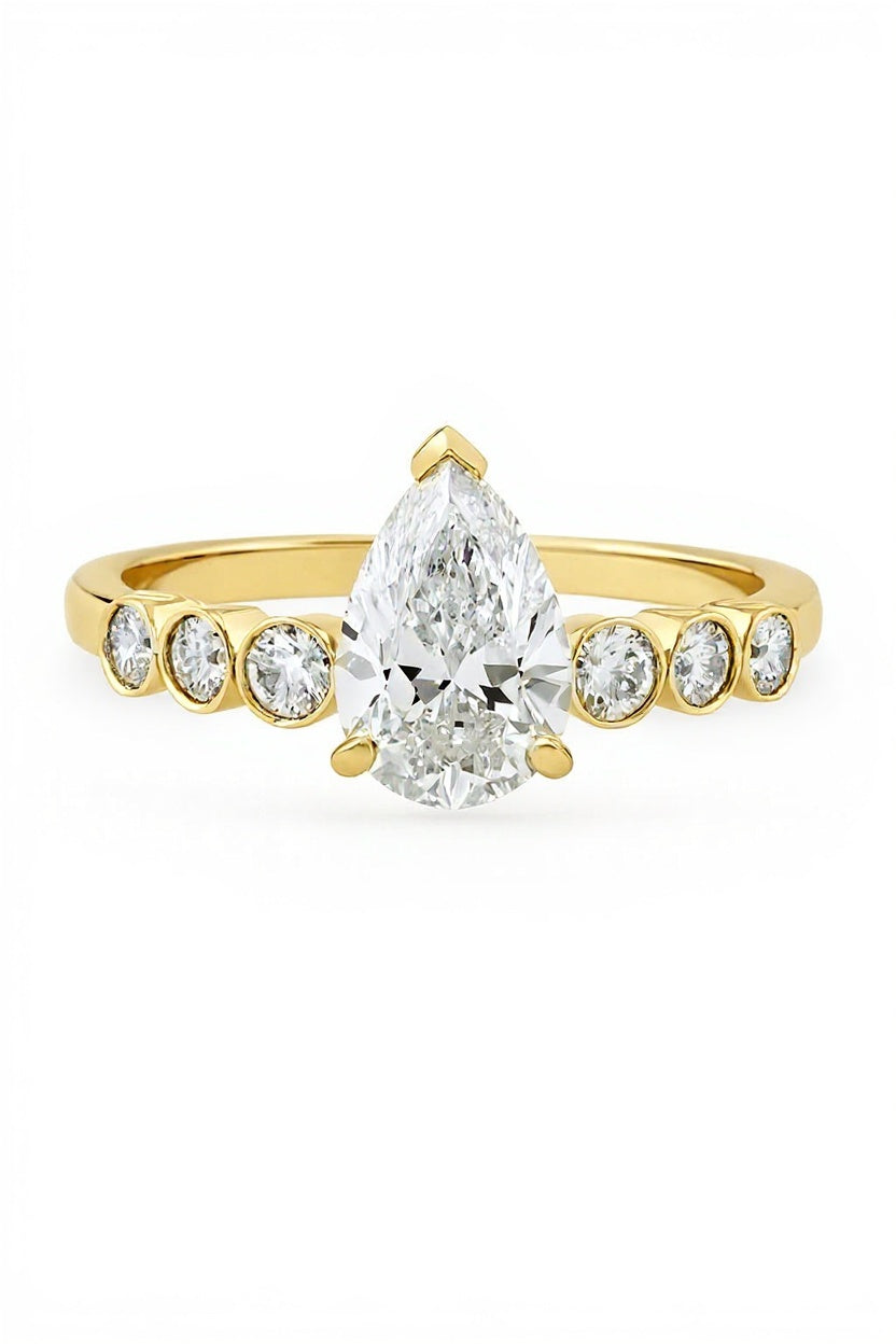 Ember Pear and Bezel Lab Grown Diamond Engagement Ring