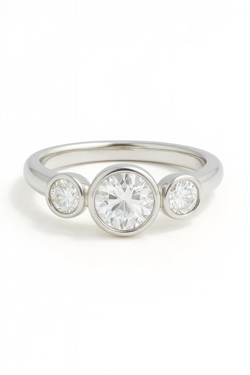 Round Bezel Set Triology Lab Grown Diamond Engagement Ring