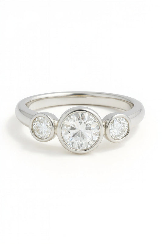 Round Bezel Set Triology Lab Grown Diamond Engagement Ring