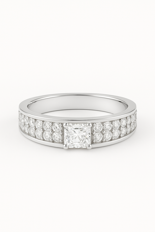 Riviere Square Channel Lab Grown Diamond Engagement Ring