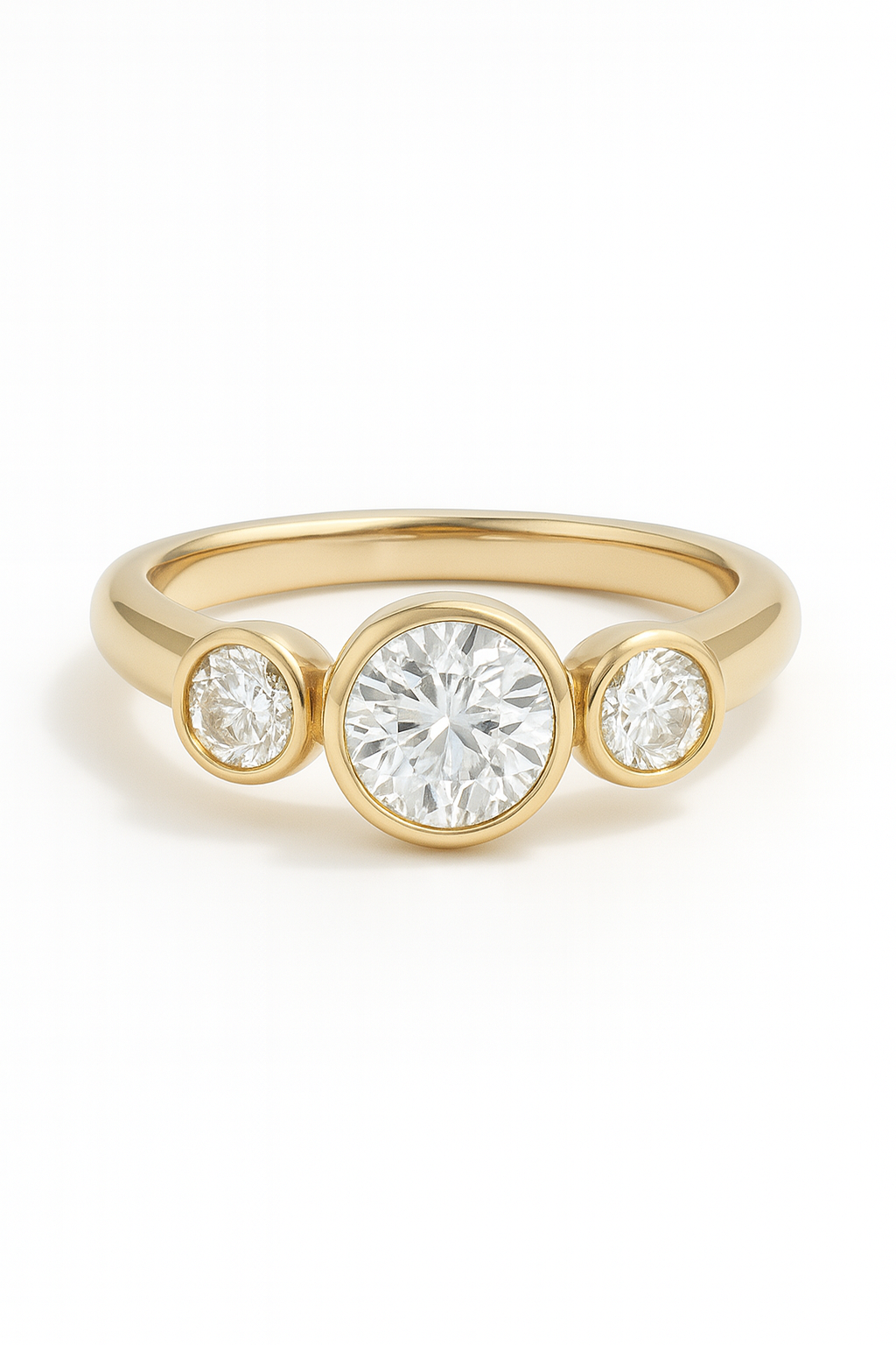 Round Bezel Set Triology Lab Grown Diamond Engagement Ring