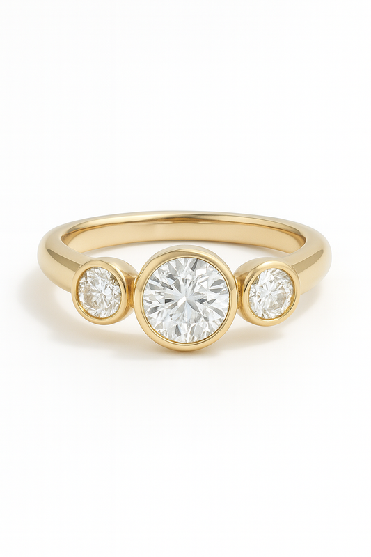 Round Bezel Set Triology Lab Grown Diamond Engagement Ring