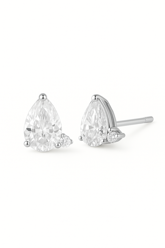 Lumé Studs — 1-Carat Pear Diamond Earrings in 18k Gold