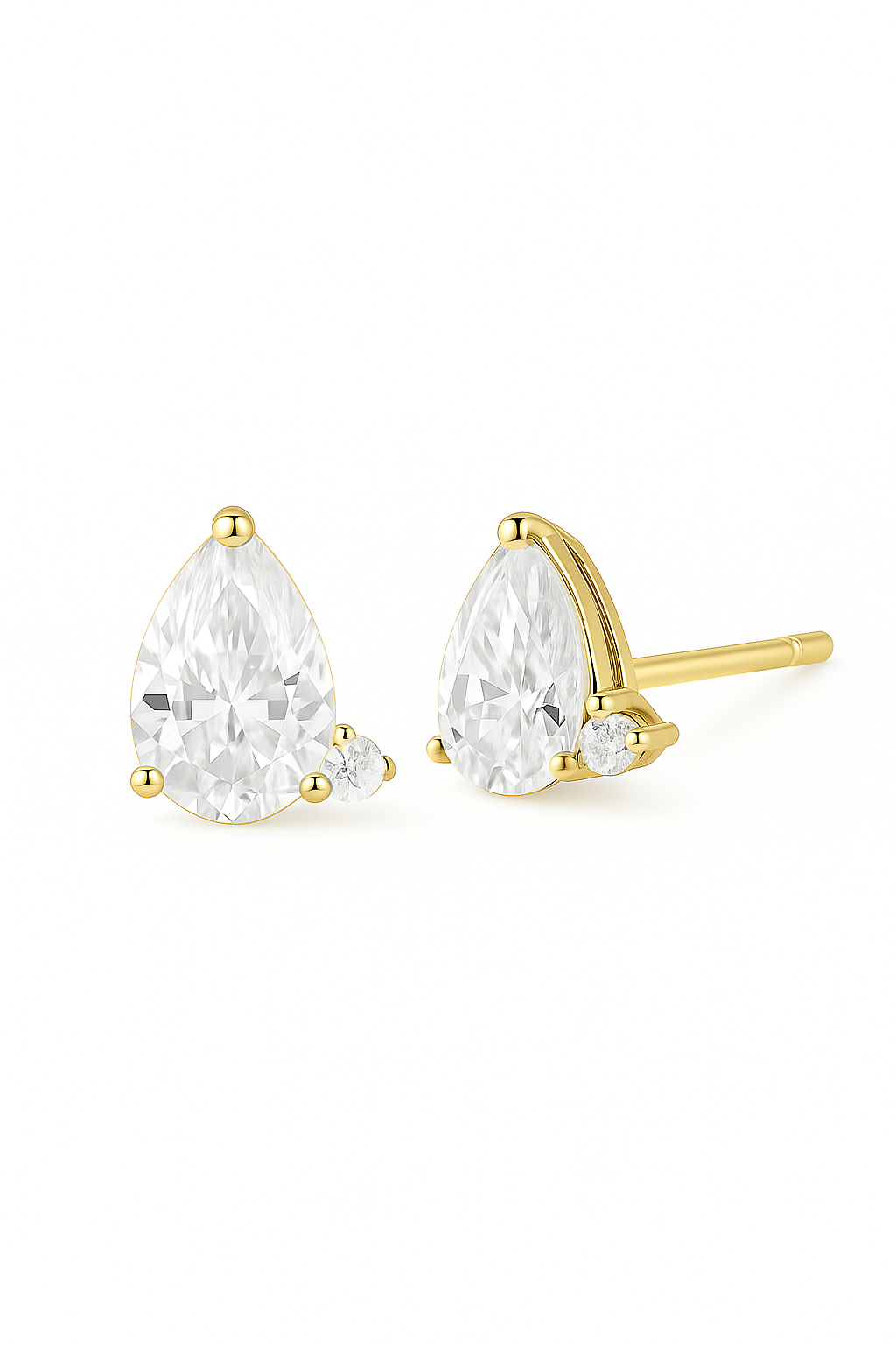 Lumé Studs — 1-Carat Pear Lab Diamond Earrings in 18k Gold