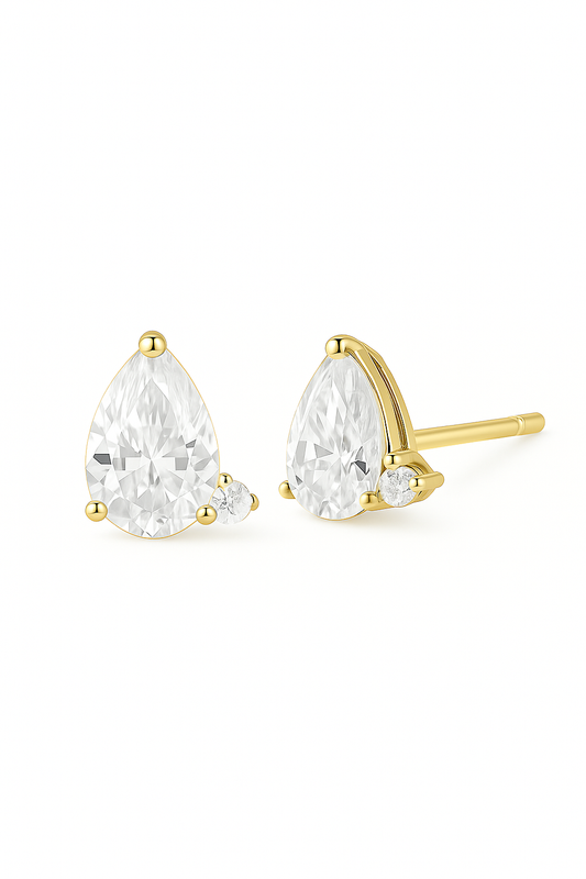 Lumé Studs — 1-Carat Pear Diamond Earrings in 18k Gold