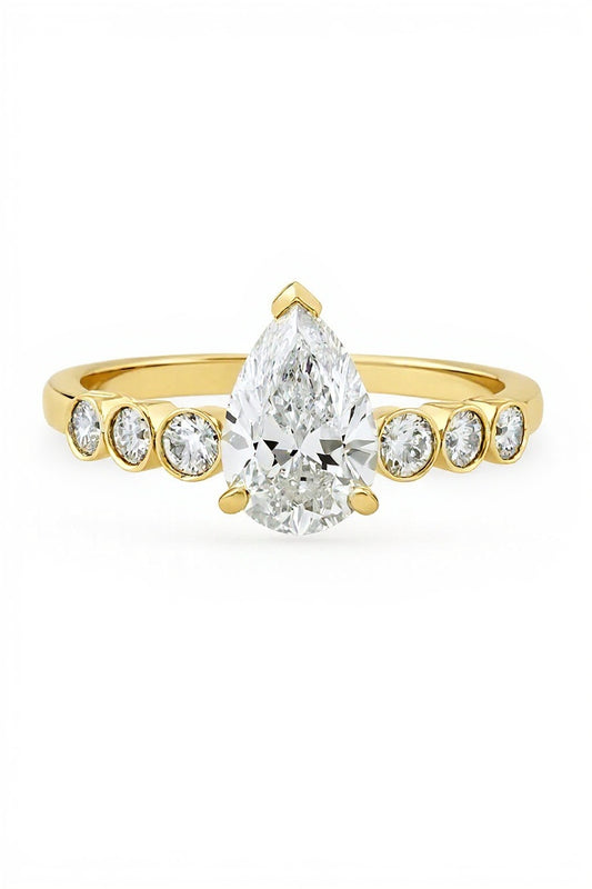 Ember Pear and Bezel Lab Grown Diamond Engagement Ring