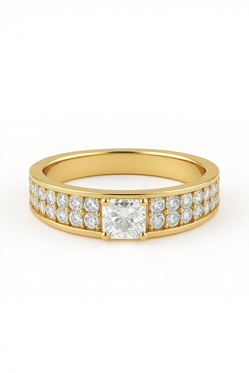 Riviere Square Channel Lab Grown Diamond Engagement Ring