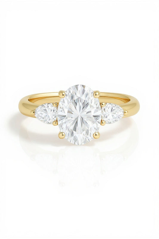 Olama Oval Lab Grown Diamond Trilogy Engagement Ring