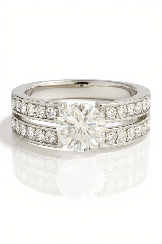 Ashrone Round Double Band Lab Grown Diamond Engagement Ring