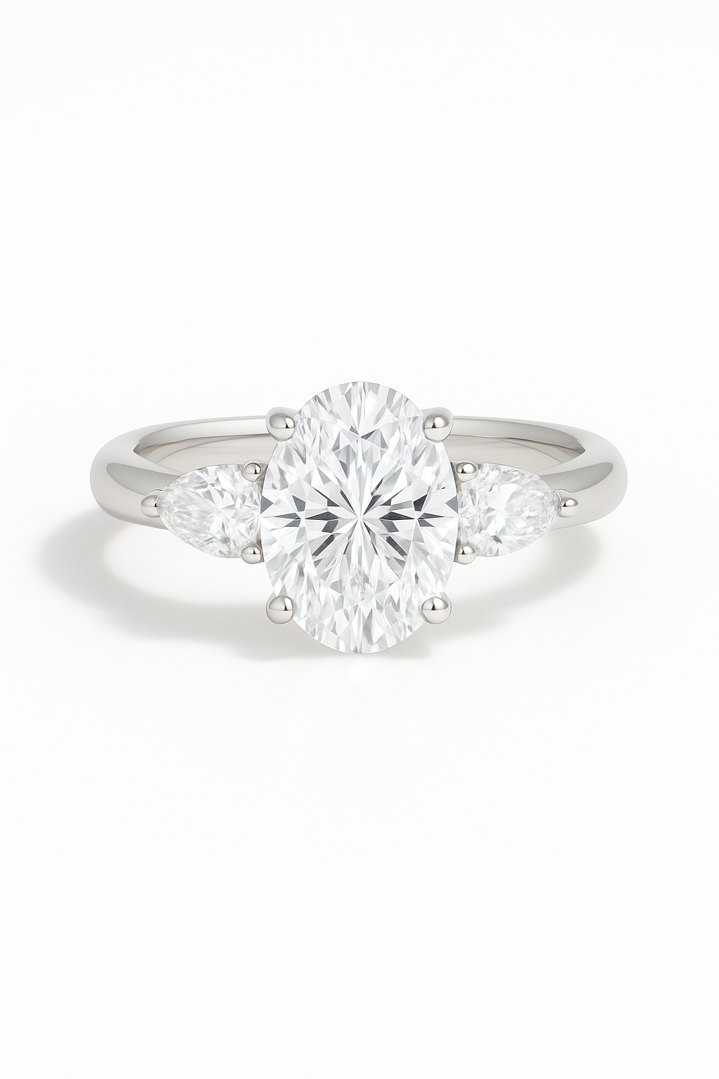 Olama Oval Lab Grown Diamond Trilogy Engagement Ring