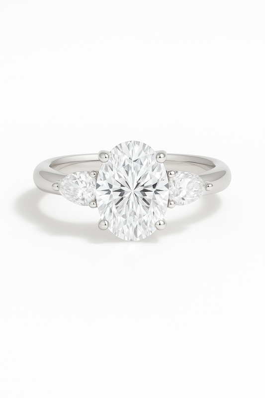 Olama Oval Lab Grown Diamond Trilogy Engagement Ring