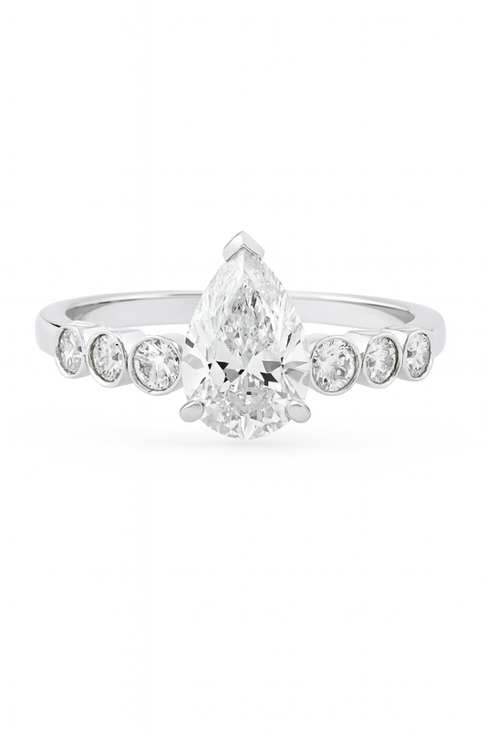 Ember Pear and Bezel Lab Grown Diamond Engagement Ring