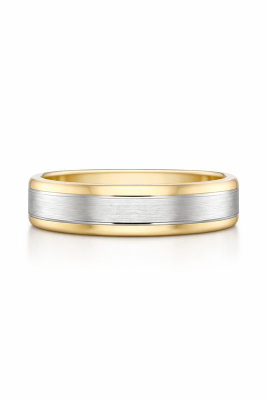 The Virelli Two Tone Faceted Wedding Band